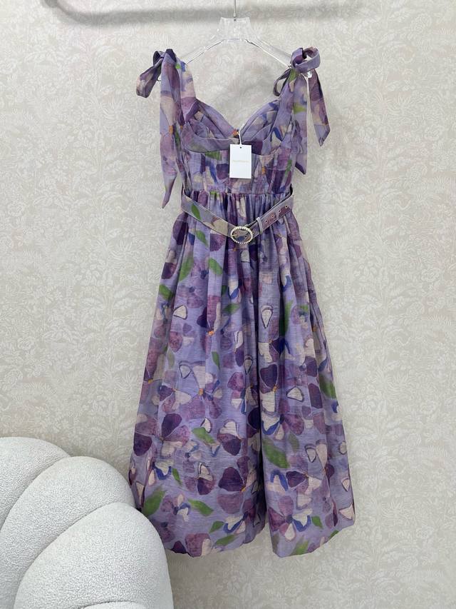 Zimmerman* Zimmerman 25 new grape purple herringbone long dress with straps and