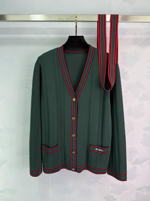 Gu*Tennis girl sports style knitted cardigan jacket temperament V-neck classic v