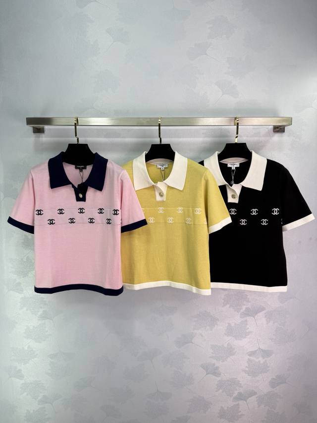 Chane* 2025 Spring and Summer latest collection! Lapel knitted short sleeves! Cu