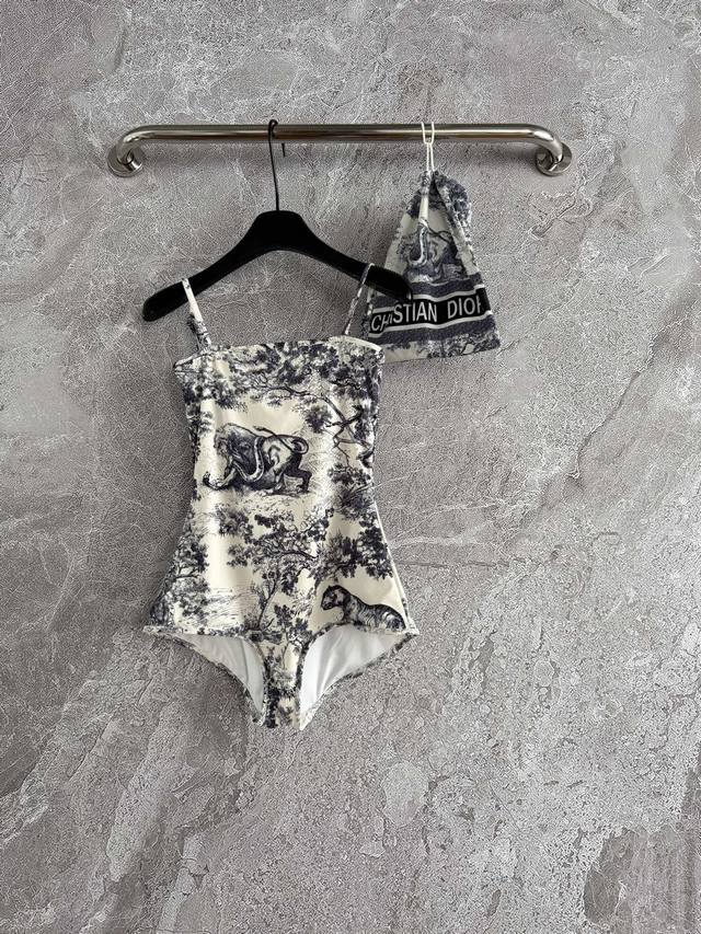 In stock Model No. 4P Animal one-piece swimsuit with storage bag, iconic Rue For