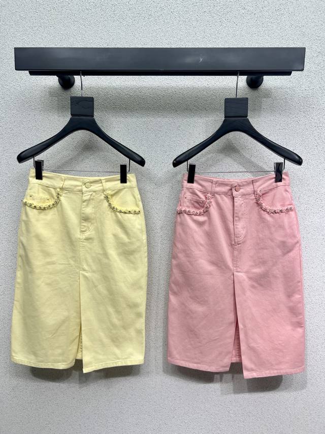 G-series denim slit skirt, ferment-washed, personalized color, cool and sassy. M