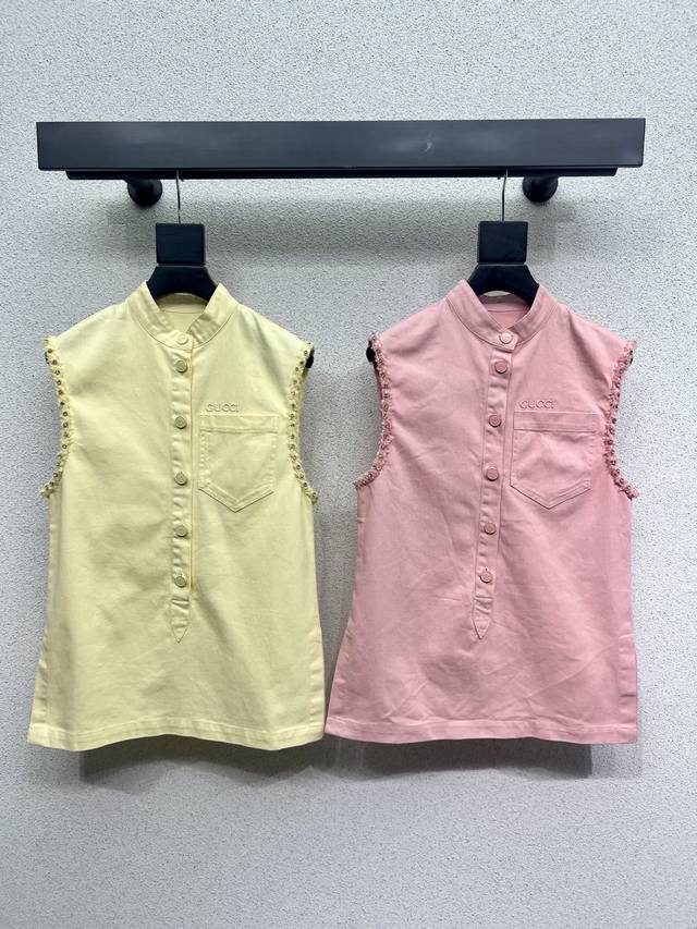 G-series denim sleeveless tops, ferment-washed, personalized colors, cool and sa