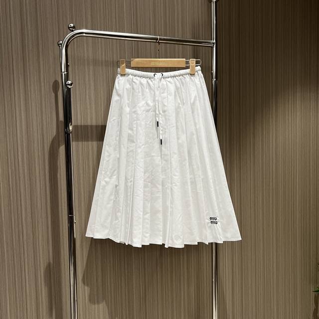 New Recommendation Drawstring Elastic Waist Pleated Skirt Mid-Length College Sty