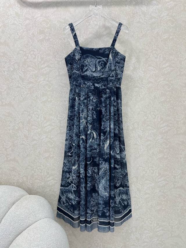 Dio* Dior 25 new classic jungle animal tiger print mesh fabric suspender long sk
