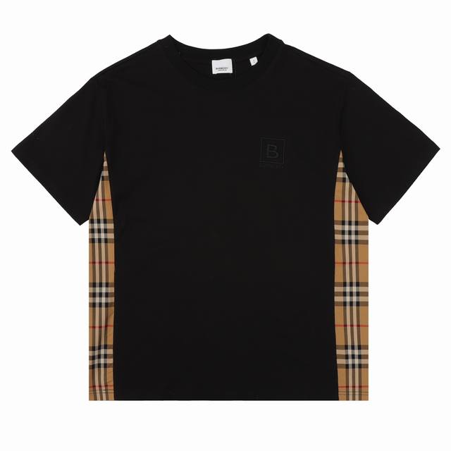 Burberry B logo embroidered plaid short sleeves Size: SL