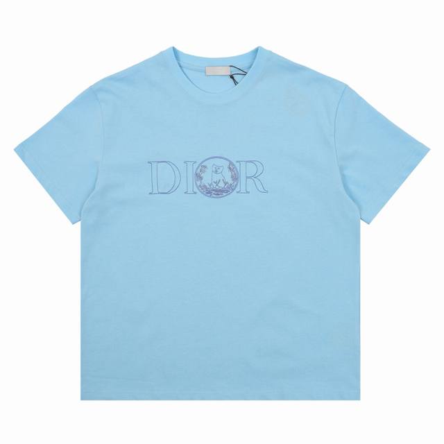 Dior Dior blue cat embroidered short-sleeved T-shirt Size: Xs-L