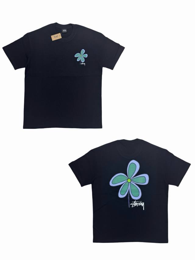 S276# Stussy Ss22 Flower Tee Flower print round neck short-sleeved T-shirt, unis