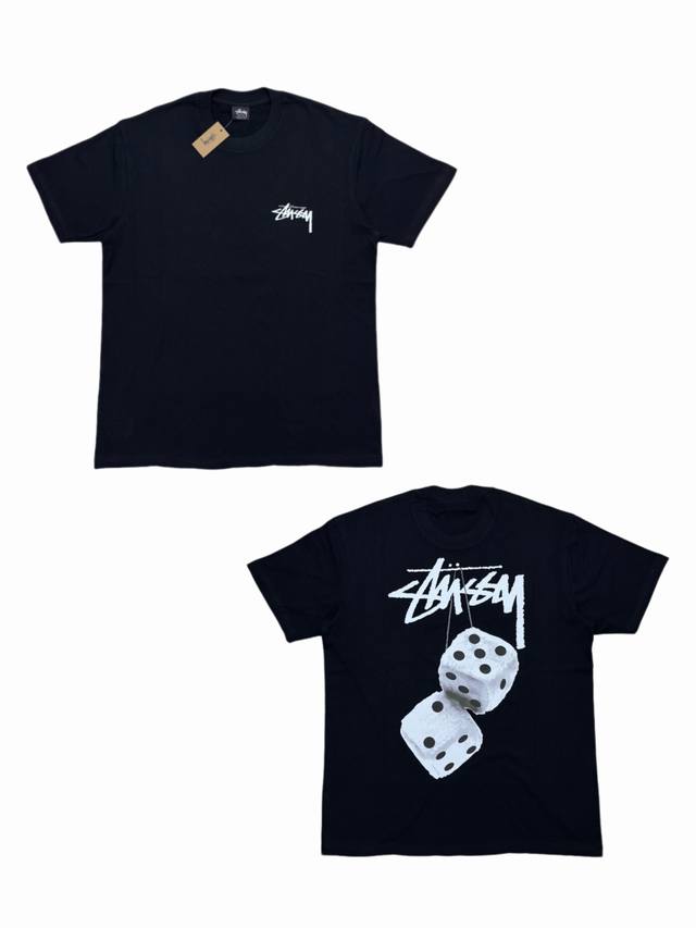S278# Stussy Ss22 Dice Series Fuzzy Dice Tee Pattern Printed Round Neck Pullover