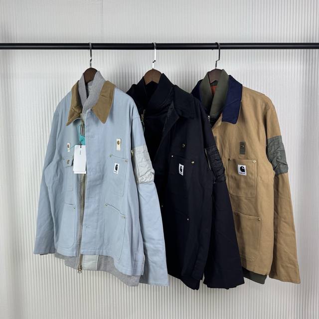 K31# Top version Sacai X Carhartt Wip Fw23 joint series Fw23 loose casual fake t