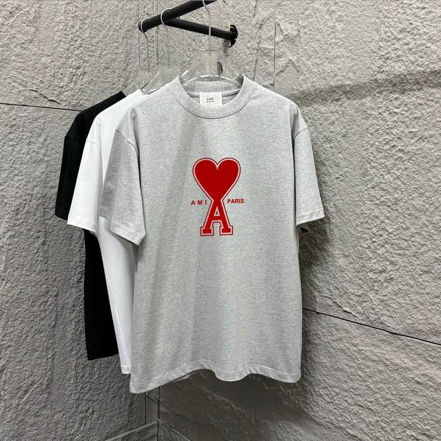 Ami* 2025 Spring and Summer New Ami Love Letters Red Flocking Customized Double