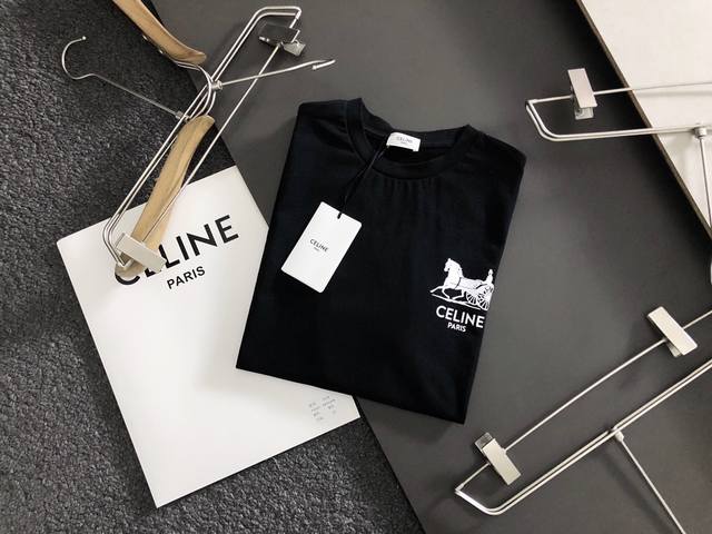 Celine latest printed short-sleeve, high-quality counter original short-sleeve,