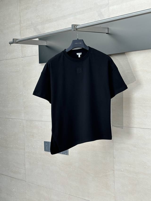 Loewe* Loewe 25Ss new embroidered asymmetrical round neck T-shirt Imported pure