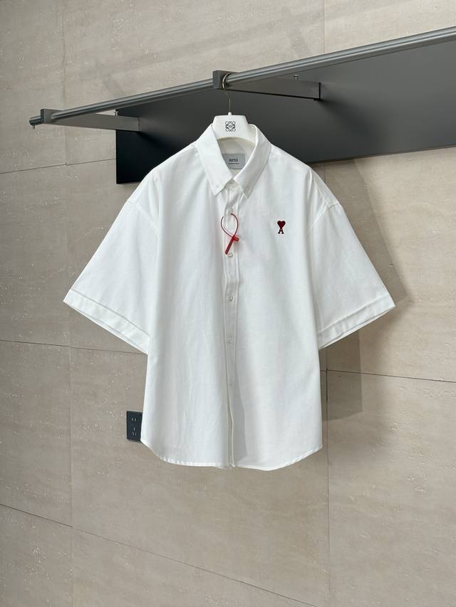 Ami Paris* 25Ss new love embroidery box shirt Using imported machine embroidery