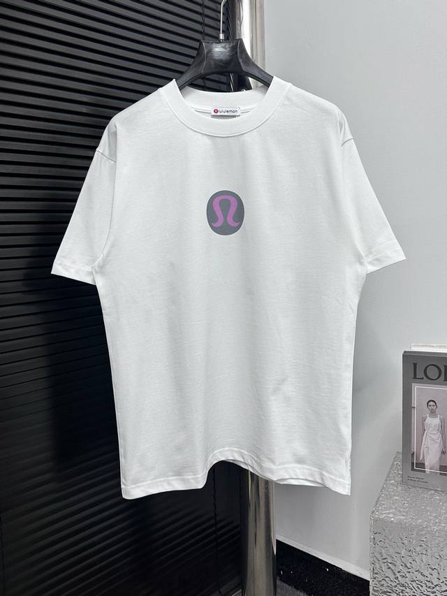 Lululemon Lulu 2025Ss new letter print short sleeves Large Logo letter Os loose
