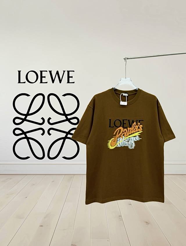 [High Quality] Loewe* Loewe painted embroidered letter short-sleeved T-shirt*280