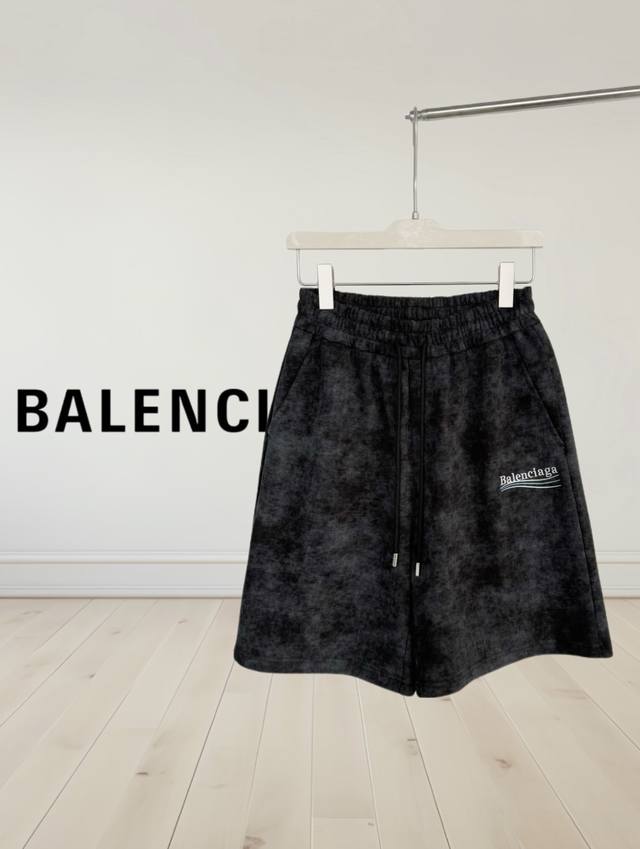 High Quality] Balenciaga, 2025 summer new classic washed spray shorts casual sho