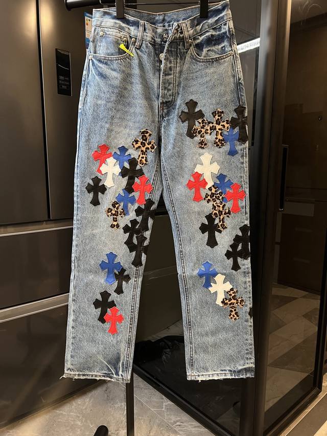 Next day Chrome Hearts 25Fw Ch Malaysia Limited Full Leather Cross Jeans Blue Si