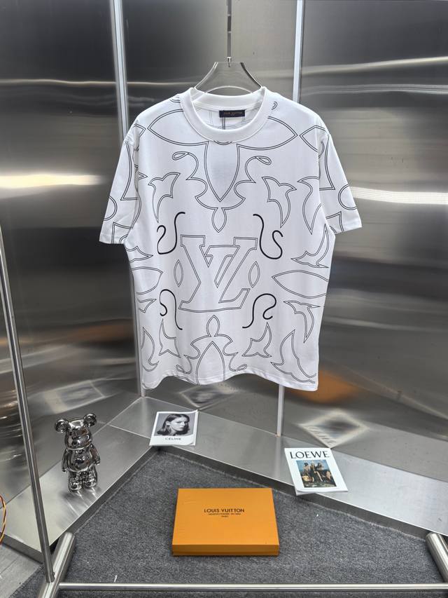 Louis 1V High Quality Floral Short Sleeve T-shirt *290G custom pure cotton activ