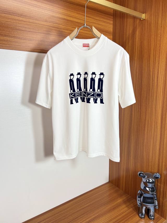 Kenzo 2025 latest fashion couple style, classic logo printed round neck T-shirt,