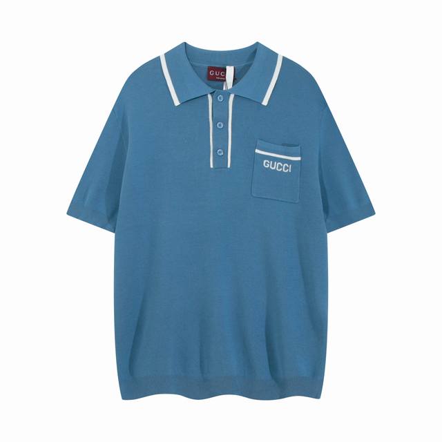High-quality new Guc new sweater with contrasting collar and embroidered logo kn