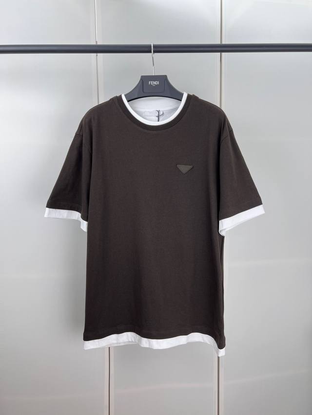 Prada triangle logo contrast short sleeves SML Xl