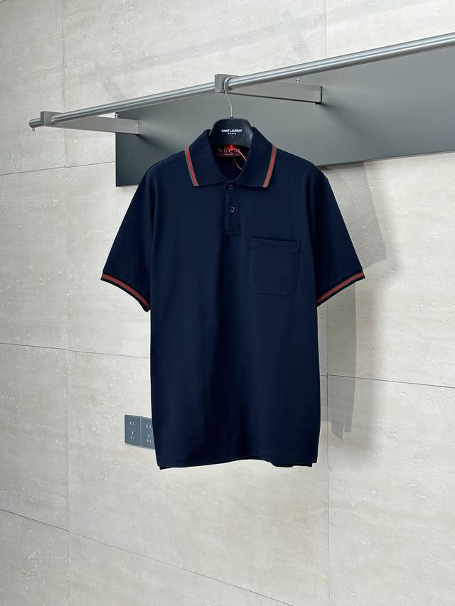 Gucci* Gucci 25Ss new pique cotton logo polo shirt Customized triangular pearl l