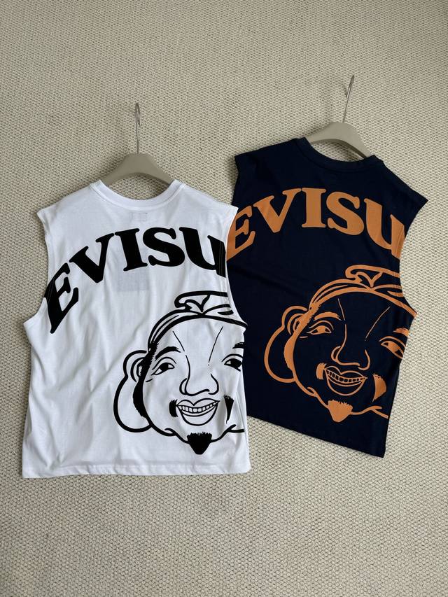 Evisu Fushen 2025 Summer Men's Buddha Head Printed Casual Vest Short Sleeve T-sh