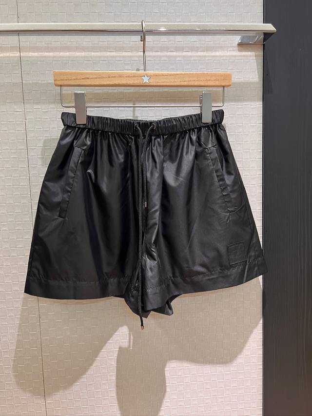 New elastic waist nylon sports shorts double F printed lining loose casual jacke