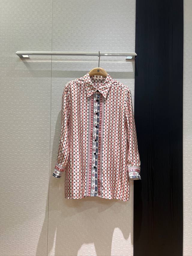 shirt pants new small logo old flower stripe positioning print silk twill shirt