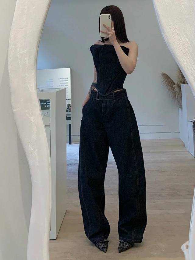 Magda belt loose jeans! Cotton Sml