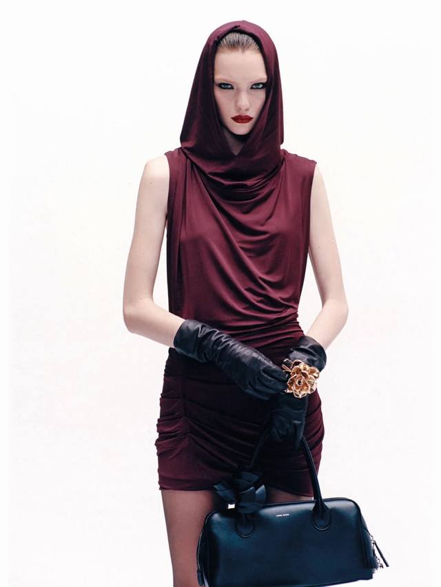 Magda dyed rayon double layer hooded dress! Rayon Sml