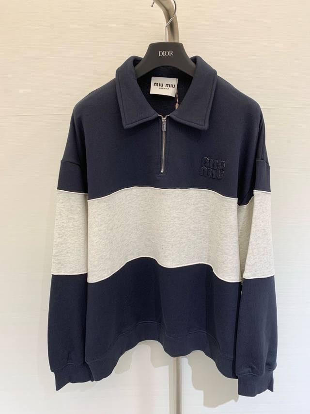 New summer color matching large striped casual sweatshirt is versatile and suita