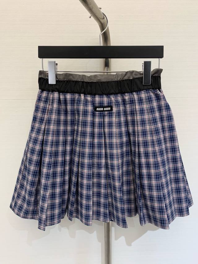 Spring and Summer Series Blue Plaid Short Skirt Customized Breathable Mesh Pleat