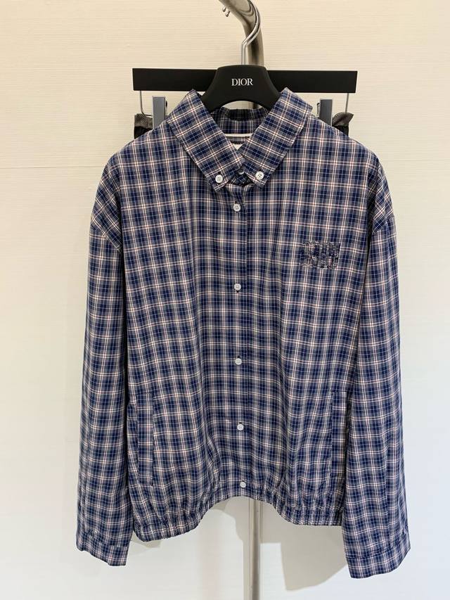 Spring and Summer Series Blue Plaid Lined Jacket Outerwear Positioning Embroider