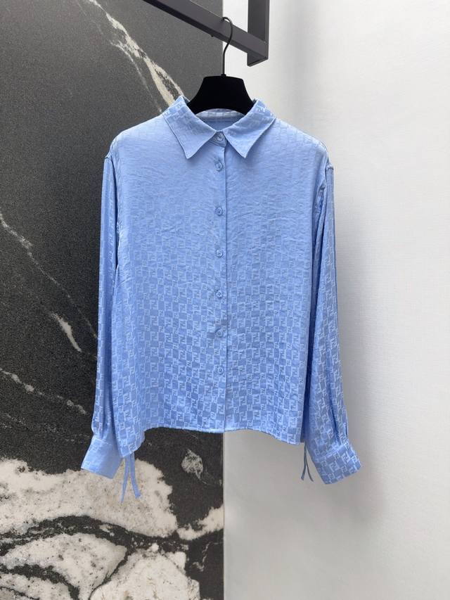 Fd 25Ss Spring and summer new glacier blue Ff dark pattern jacquard shirt with p