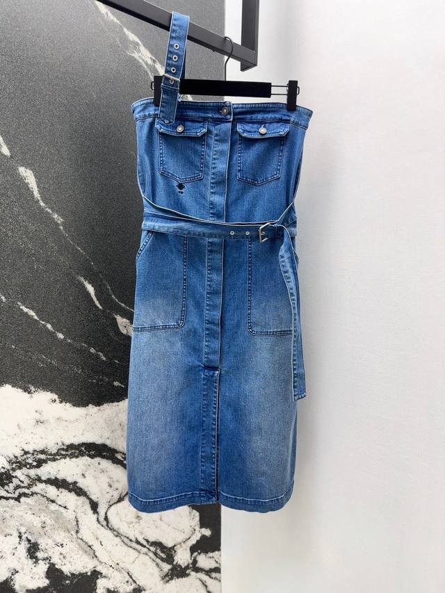 Cd 25Ss New arrival in spring and summer Asymmetrical suspender tube top denim s
