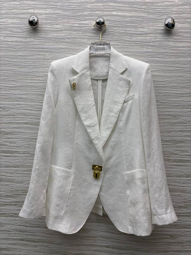 Four sizes Smlxl Sch home 25 spring and summer new gold lock lapel linen suit ja