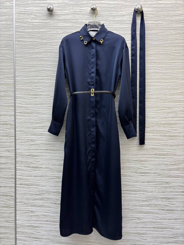 Sch's 25 spring and summer new special-shaped button satin long shirt dress show