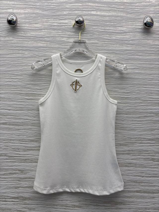 Sch 's 25 spring and summer new letter embroidered vest with temperament round n