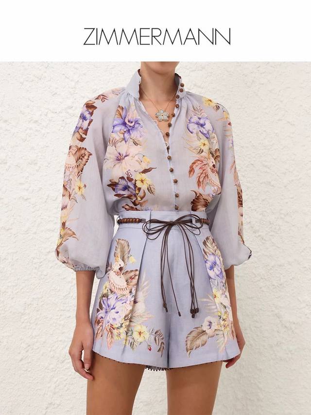 Zimmerma*N Australian brand high-end custom cotton and linen blended floral prin