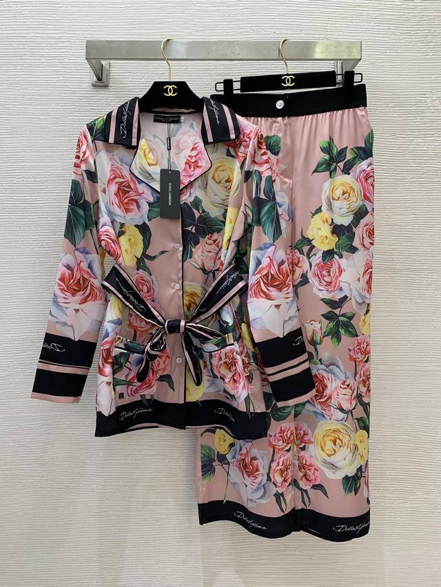 Dolce & Gabbana Dg* new Sicily holiday style rose print pajamas style home wear