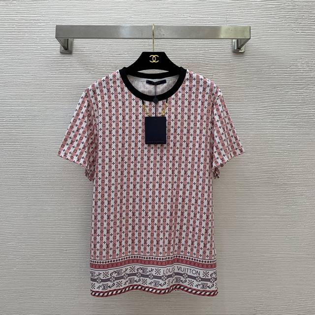 Louis*Lv new all-over old flower letter vertical stripe print classic gold chain