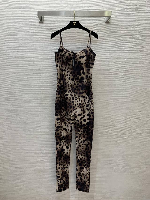 Dolce & Gabbana Dg* new fashion sexy leopard print high elastic tight bodysuit t