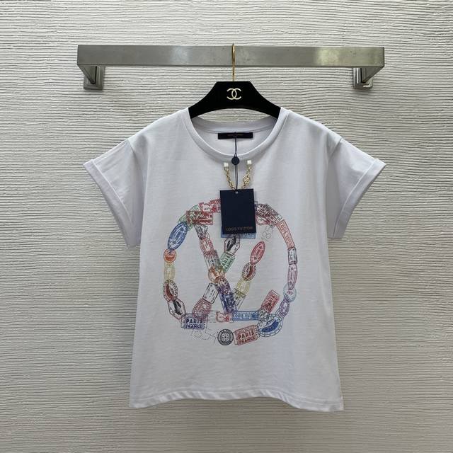 Louis*Lv new high-end custom cotton fabric! Gold chain decoration colorful circl