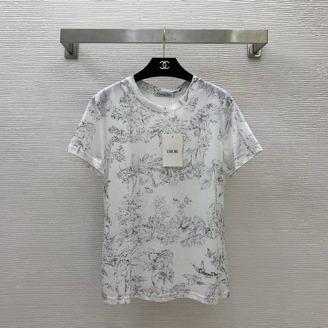 Dio's newest tropical coconut palm butterfly jungle print casual all-match cotto