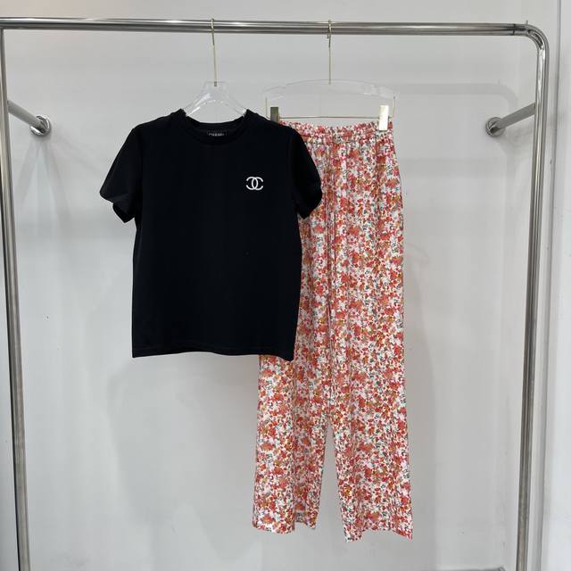 New fashion short-sleeved printed pants suit, high quality, classic, simple, fas