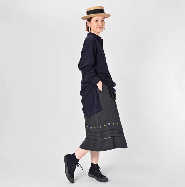 New 45R Linen Silk Lined Beaded Easy Skirt Sml