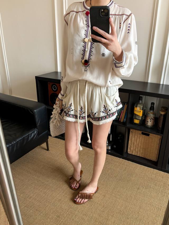 New arrival New style Bohemian style embroidered tassel shorts Sml shorts top