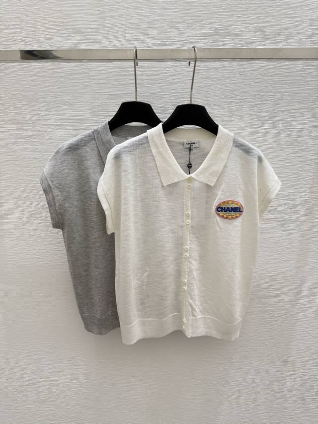 Ch 's new summer lapel knitted vest Color: gray and white Size: 36.38.40