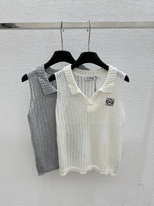 Lo's new summer lapel knitted short vest Color: gray and white Size: 36.38.40